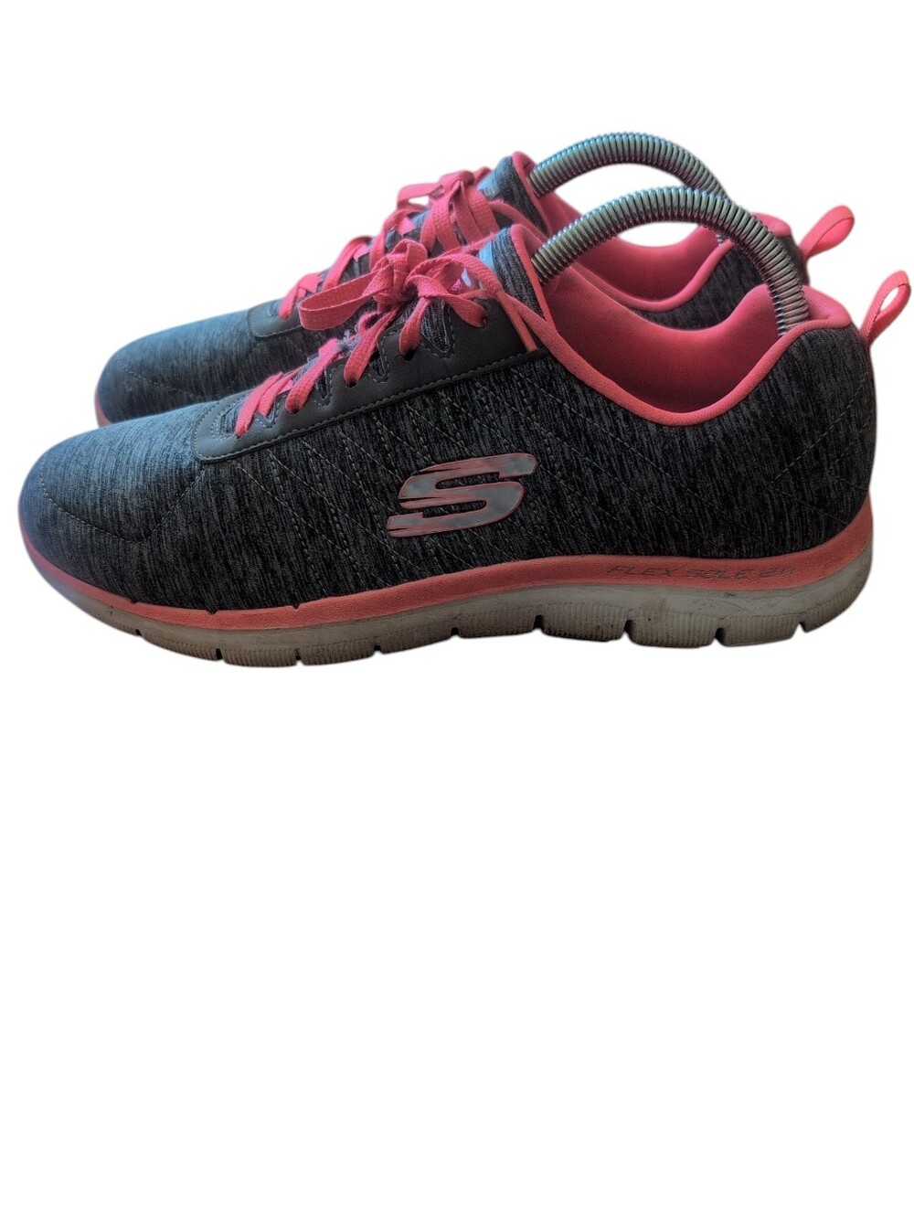 Skechers Women's Dark Gray and Pink Slip-On Sneakers
